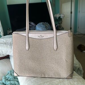 Kate Spade Rose Gold Glitter Large Tote Bag